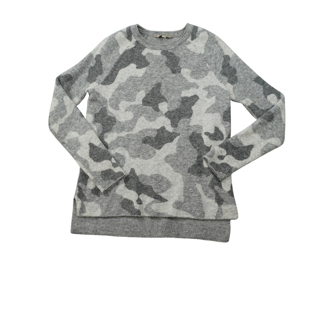 Athleta Size Small Grey Camo Alpaca Merino Wool Blend Crewneck Sweater Pullover